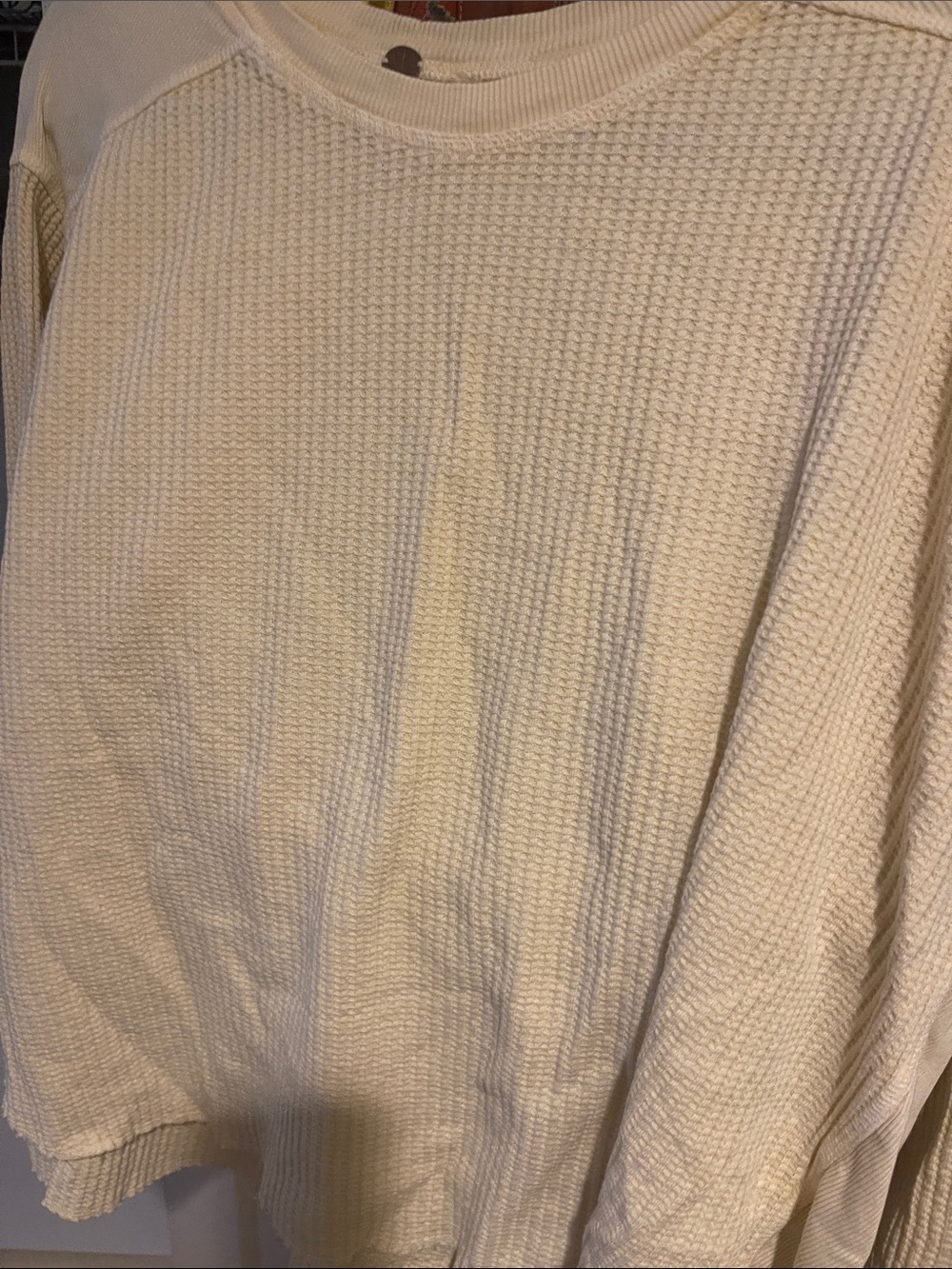 Free people Cream Waffle Knit Long Sleeve Top - Picture 2 of 5